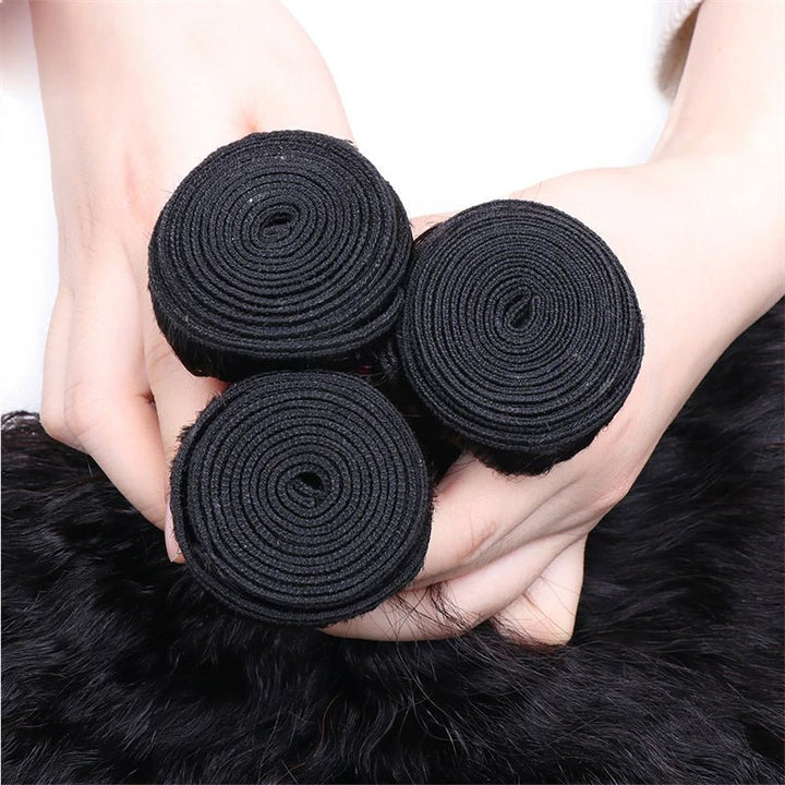 Msgem Kinky Straight 3 Bundles With 4x4 Lace Closure 100% Virgin Human Hair - Msgem Hair