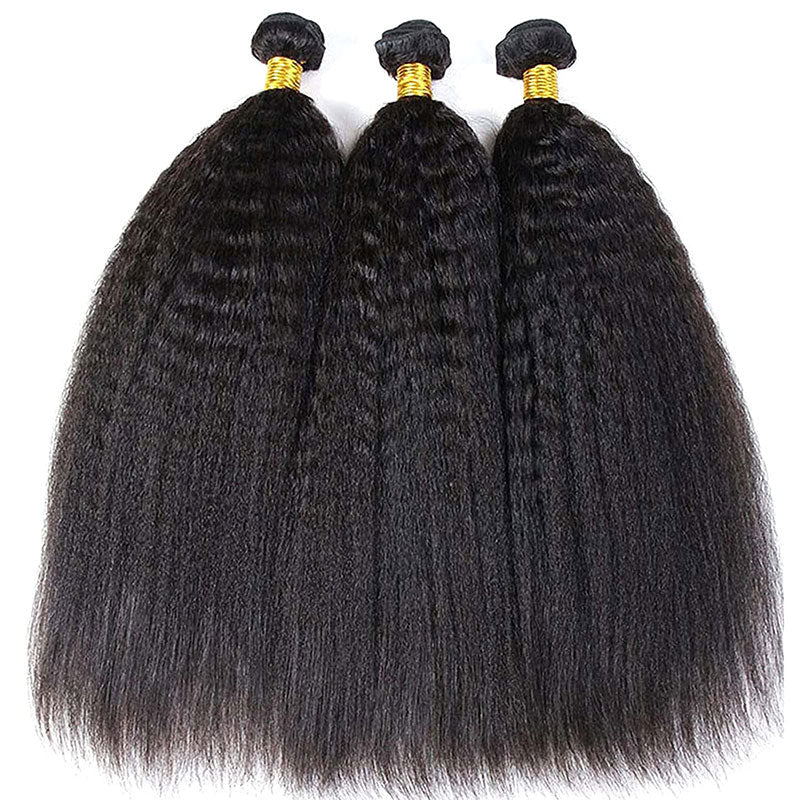 Msgem Kinky Straight 3 Bundles With 4x4 Lace Closure 100% Virgin Human Hair - Msgem Hair
