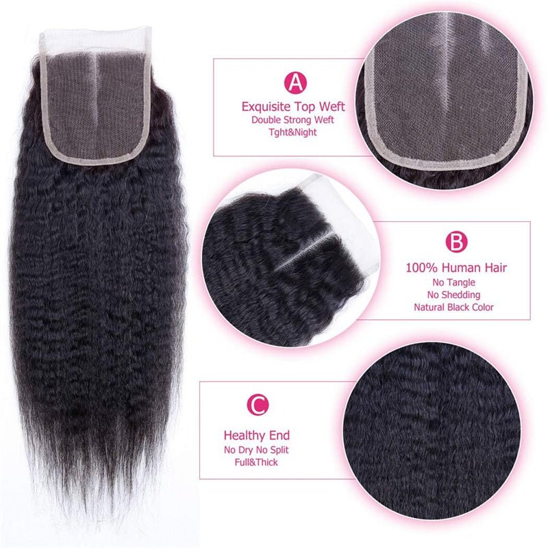 Msgem Kinky Straight 5x5 Transparent HD Lace Closure Virgin Human Hair Frontal Closure - Msgem Hair