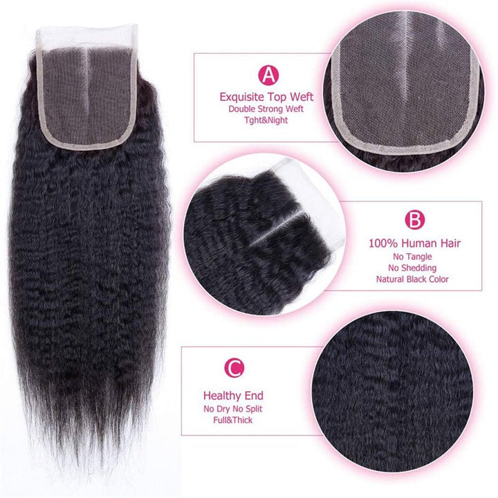 Msgem Kinky Straight 5x5 Transparent HD Lace Closure Virgin Human Hair Frontal Closure - Msgem Hair