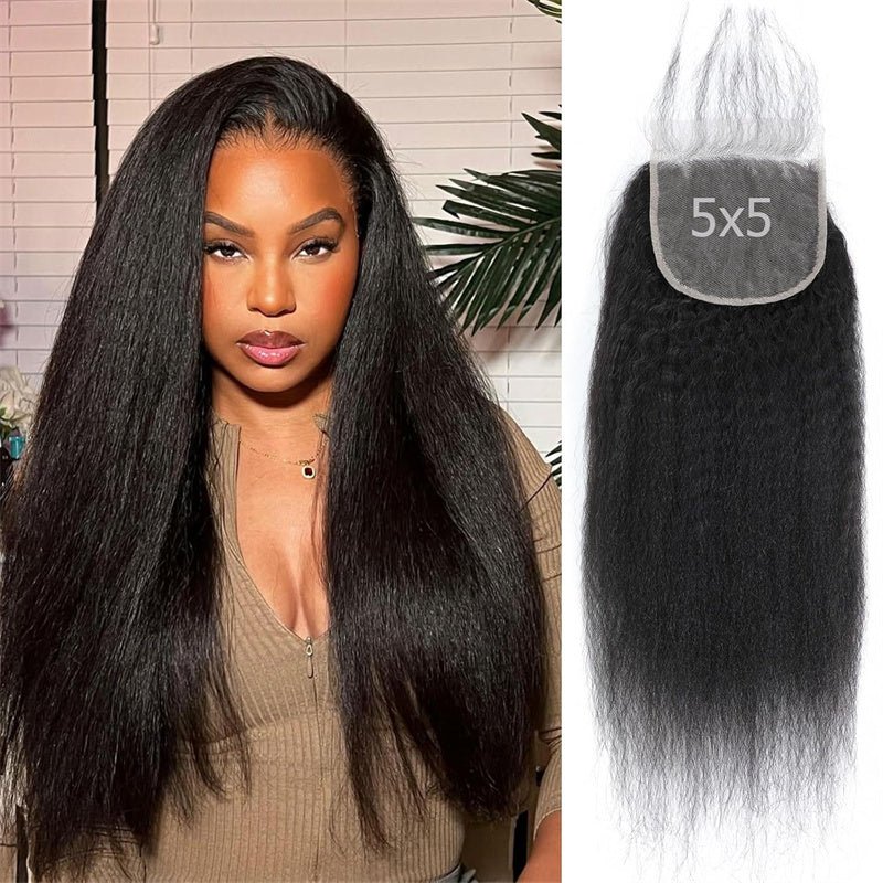 Msgem Kinky Straight 5x5 Transparent HD Lace Closure Virgin Human Hair Frontal Closure - Msgem Hair