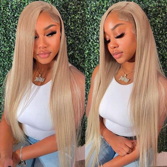 Msgem Light Flaxen Brown Cozy Blonde Straight Wigs 13x6 Lace Frontal Wig for Black Girl - Msgem Hair