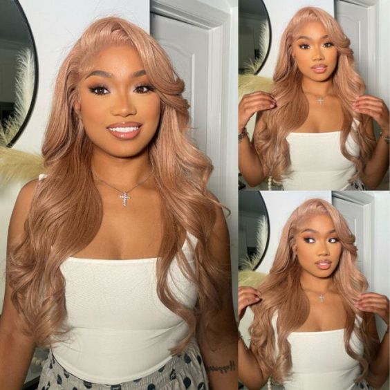 Msgem Light Flaxen Brown Cozy Blonde Straight Wigs 13x6 Lace Frontal Wig for Black Girl - Msgem Hair