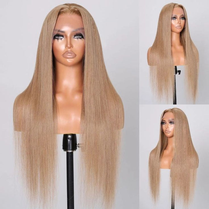 Msgem Light Flaxen Brown Cozy Blonde Straight Wigs 13x6 Lace Frontal Wig for Black Girl - Msgem Hair