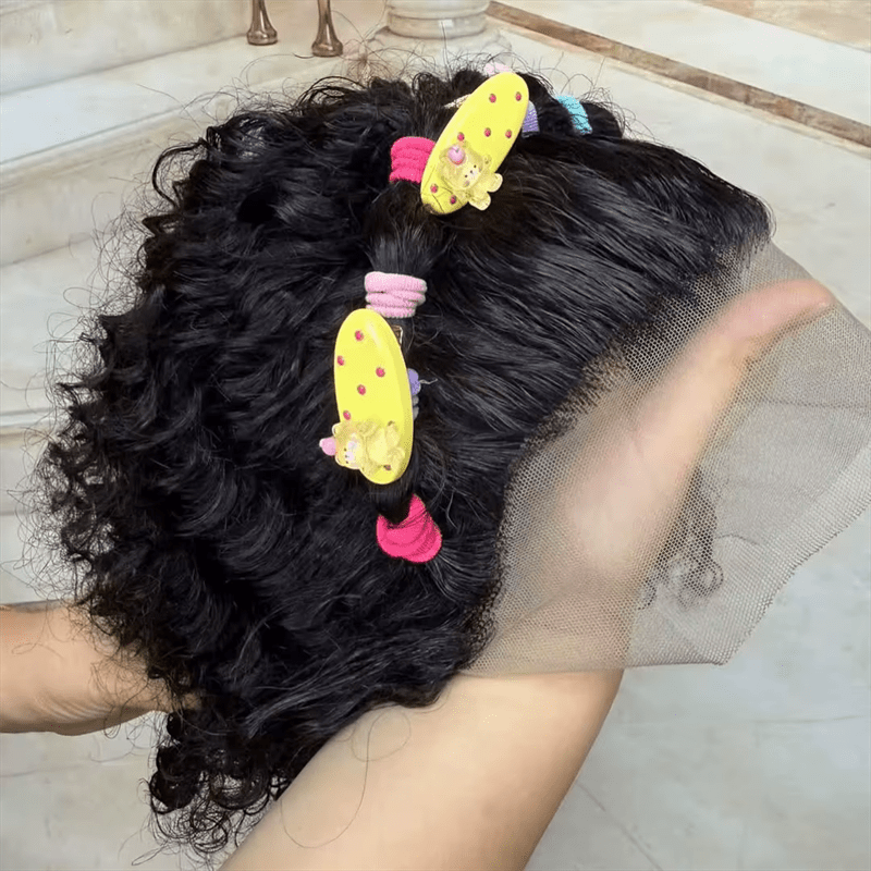 Msgem Little Girl 4x4 Lace Closure Wigs Pre Plucked Short Curly Wig for Girl Kids - Msgem Hair