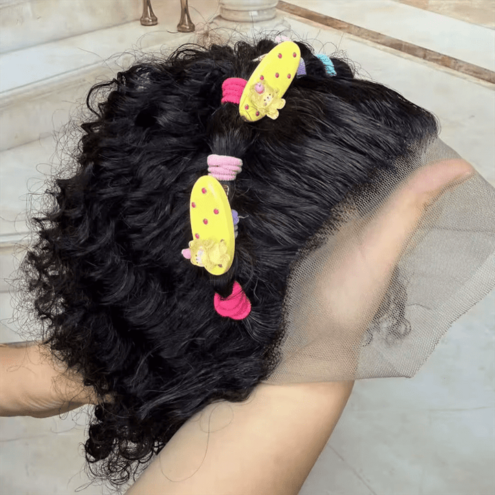 Msgem Little Girl 4x4 Lace Closure Wigs Pre Plucked Short Curly Wig for Girl Kids - Msgem Hair