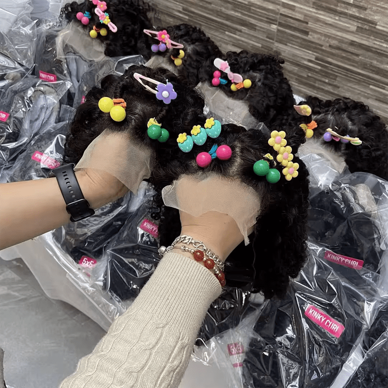Msgem Little Girl 4x4 Lace Closure Wigs Pre Plucked Short Curly Wig for Girl Kids - Msgem Hair