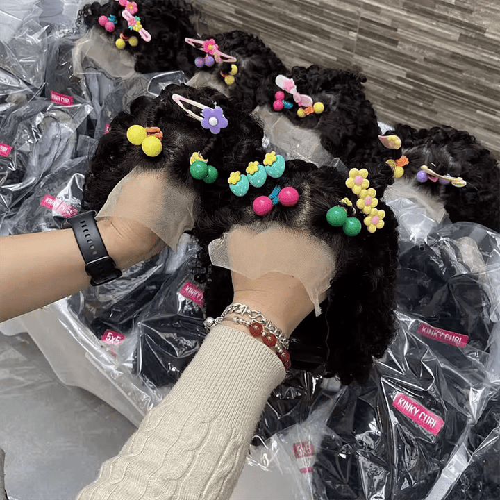 Msgem Little Girl 4x4 Lace Closure Wigs Pre Plucked Short Curly Wig for Girl Kids - Msgem Hair