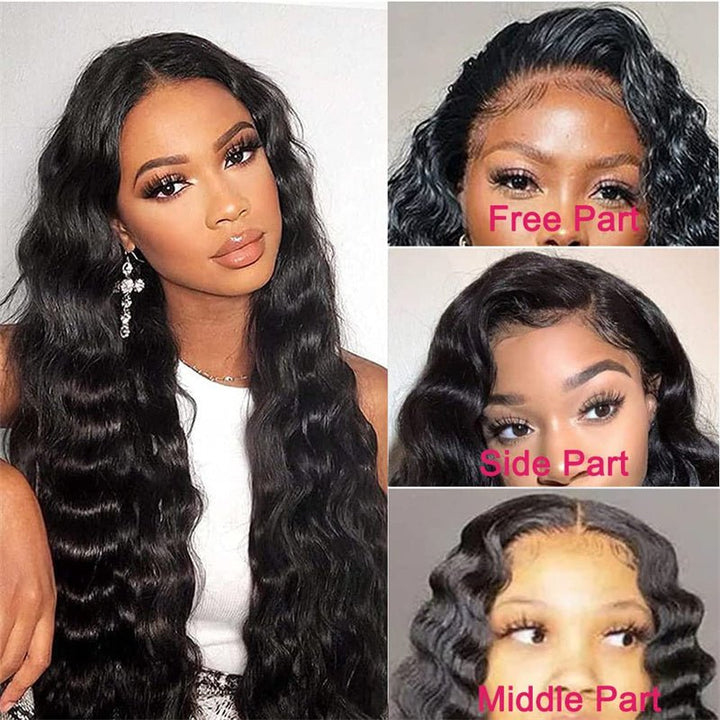 Msgem Loose Deep Wave Lace Front Wig 13x4 Transparent Lace Front Wig 180% Density - Msgem Hair