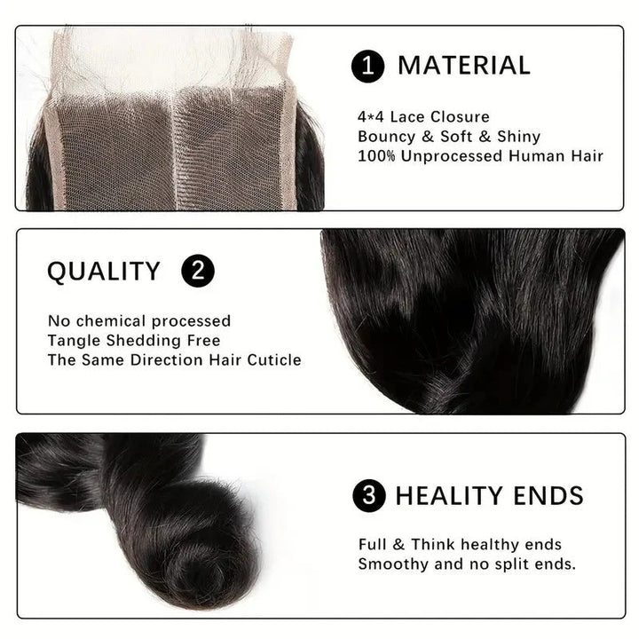 Msgem Loose Wave HD Lace 4*4 Lace Closure Virgin Human Hair - Msgem Hair