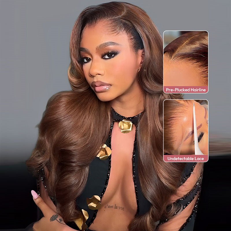 Msgem M Hairline 4 Dark Brown Body Wave 13x6 HD Lace Front Wigs Lagos Hairline Wigs - Msgem Hair
