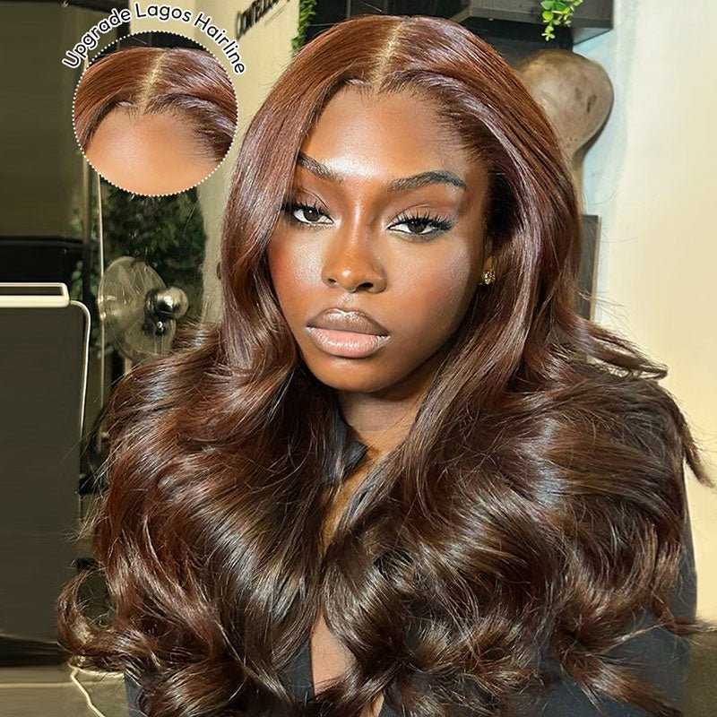 Msgem M Hairline 4 Dark Brown Body Wave 13x6 HD Lace Front Wigs Lagos Hairline Wigs - Msgem Hair