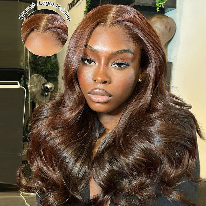 Msgem M Hairline 4 Dark Brown Body Wave 13x6 HD Lace Front Wigs Lagos Hairline Wigs - Msgem Hair