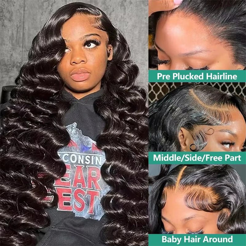 Msgem New Loose Wave Lace Front Wigs HD Full Lace Wigs Human Hair Natural Hairline - Msgem Hair