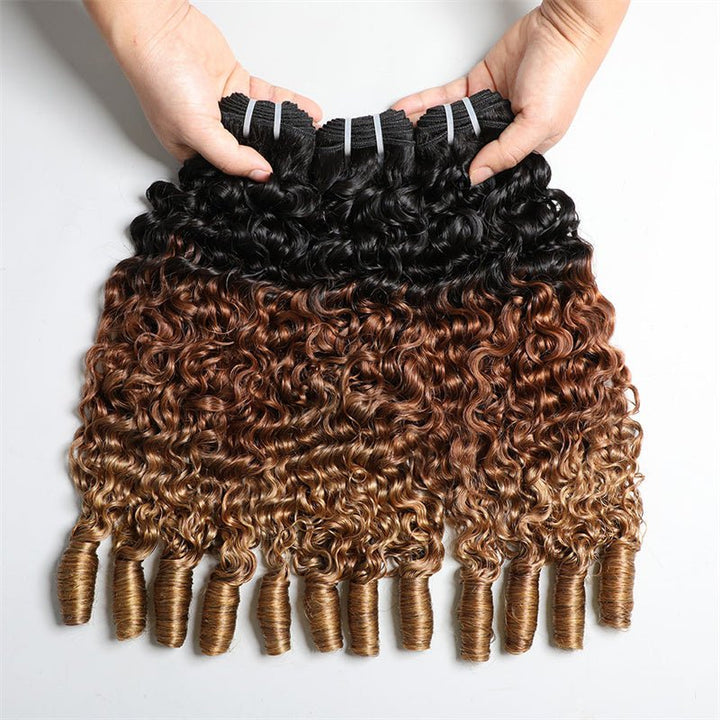Msgem Ombre Bundles Burmese Curly 3 PCS T1B/30/27 Brazilian Human Hair Extension - Msgem Hair