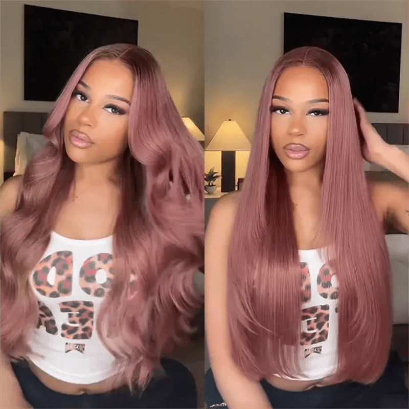 Msgem Ombre Rose Pink 13x6 Lace Frontal Wigs 180% Colored Human Hair Wigs - Msgem Hair