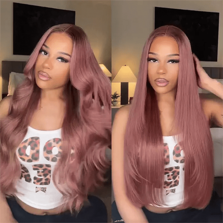 Msgem Ombre Rose Pink 13x6 Lace Frontal Wigs 180% Colored Human Hair Wigs - Msgem Hair