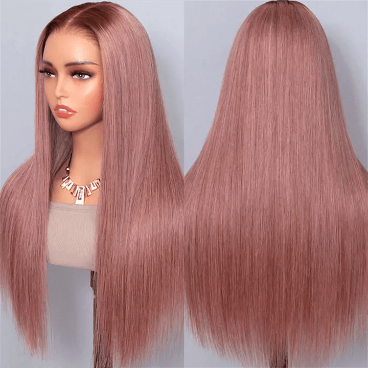 Msgem Ombre Rose Pink 13x6 Lace Frontal Wigs 180% Colored Human Hair Wigs - Msgem Hair