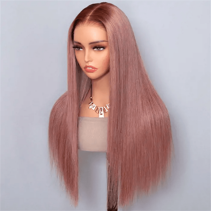 Msgem Ombre Rose Pink 13x6 Lace Frontal Wigs 180% Colored Human Hair Wigs - Msgem Hair