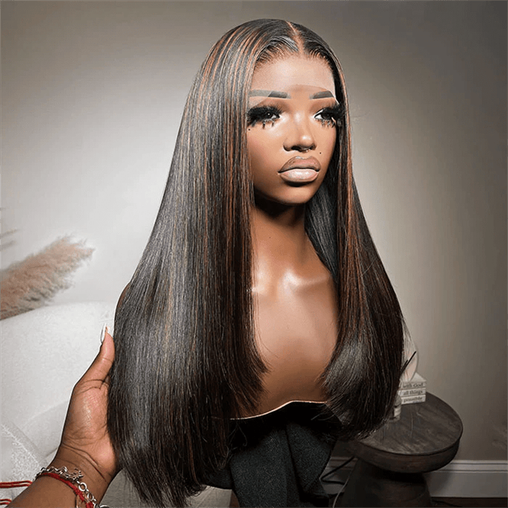 Msgem P1B/30 Balayage Highlight Straight Layered Cut Wig 5x5 13x6 Lace Human Hair Wigs - Msgem Hair