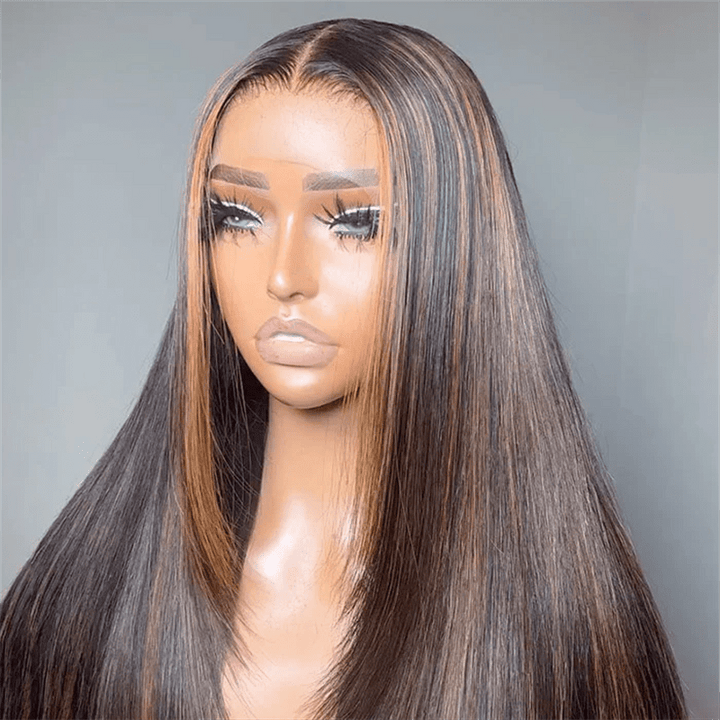Msgem P1B/30 Balayage Highlight Straight Layered Cut Wig 5x5 13x6 Lace Human Hair Wigs - Msgem Hair