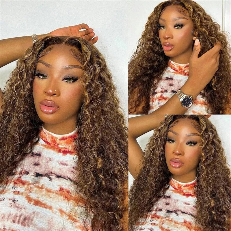 Msgem P4/27 Highlight 13x4 Water Wave Lace Frontal Wigs Pre Plucked With Baby Hair 180% Density - Msgem Hair