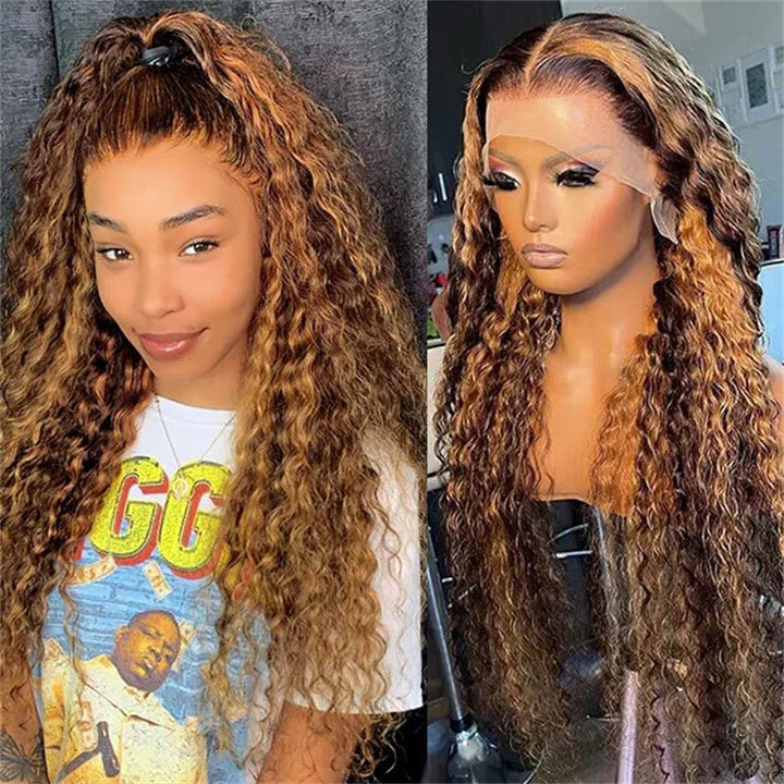 Msgem P4/27 Highlight 13x4 Water Wave Lace Frontal Wigs Pre Plucked With Baby Hair 180% Density - Msgem Hair