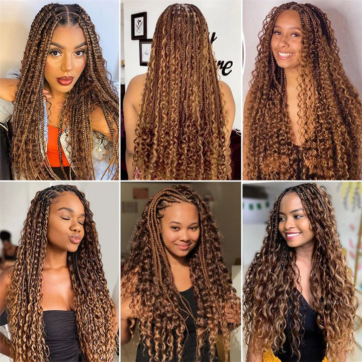 Msgem P4/27 Highlight Deep Wave Bulk Hair Braiding Hair 100% Human Hair for Micro Braiding No Weft - Msgem Hair