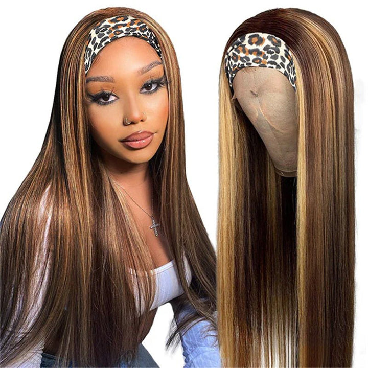 Msgem P4/27 Highlight Headband Wig Straight Human Hair Glueless Wigs Machine Made No Lace Wig - Msgem Hair