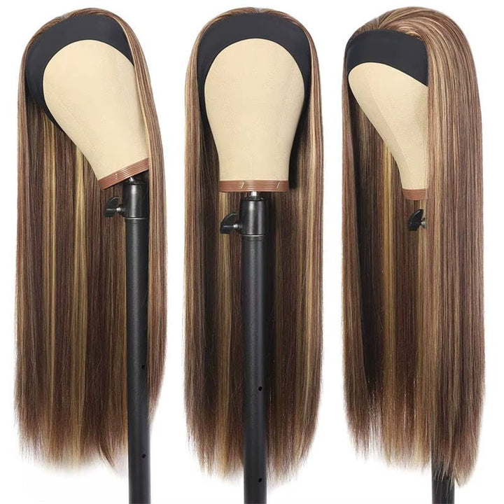 Msgem P4/27 Highlight Headband Wig Straight Human Hair Glueless Wigs Machine Made No Lace Wig - Msgem Hair