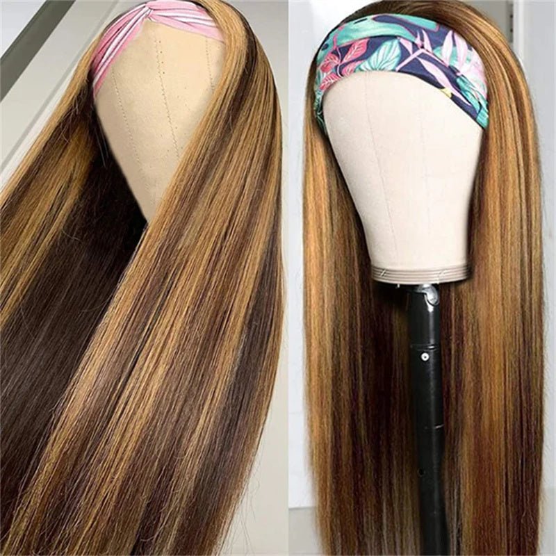 Msgem P4/27 Highlight Headband Wig Straight Human Hair Glueless Wigs Machine Made No Lace Wig - Msgem Hair