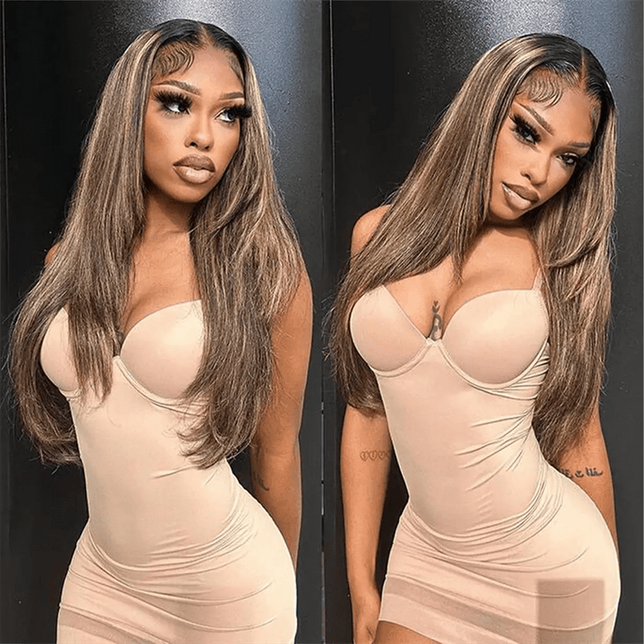 Msgem P4/27 Highlight Layered Cut Straight 5x5 13x6 Lace Wig Colored Balayage Human Hair Wigs - Msgem Hair
