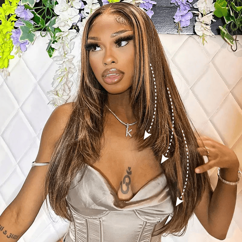 Msgem P4/27 Highlight Layered Cut Straight 5x5 13x6 Lace Wig Colored Balayage Human Hair Wigs - Msgem Hair
