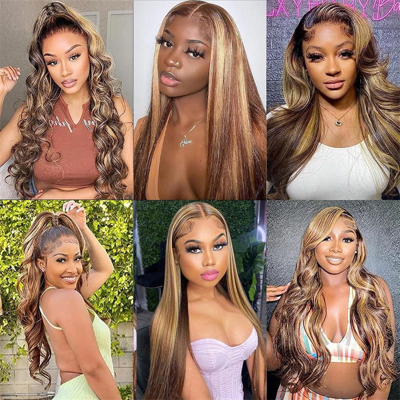 Msgem P4/27 Highlight Straight Hair Lace Wigs 4x4 5x5 6x6 HD Transparent Lace Closure Wig Beginner Friendly - Msgem Hair