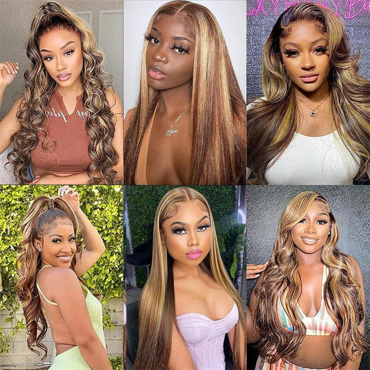 Msgem P4/27 Highlight Straight Hair Lace Wigs 4x4 5x5 6x6 HD Transparent Lace Closure Wig Beginner Friendly - Msgem Hair