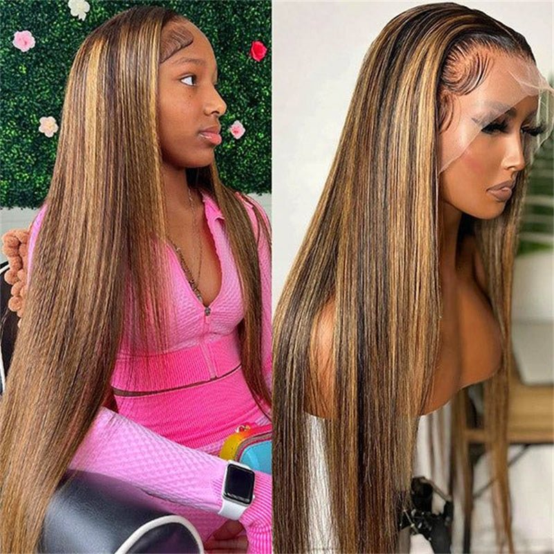 Msgem P4/27 Highlight Straight Hair Lace Wigs 4x4 5x5 6x6 HD Transparent Lace Closure Wig Beginner Friendly - Msgem Hair