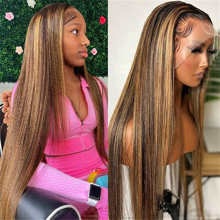 Msgem P4/27 Highlight Straight Hair Lace Wigs 4x4 5x5 6x6 HD Transparent Lace Closure Wig Beginner Friendly - Msgem Hair