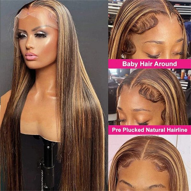 Msgem P4/27 Highlight Straight Hair Lace Wigs 4x4 5x5 6x6 HD Transparent Lace Closure Wig Beginner Friendly - Msgem Hair
