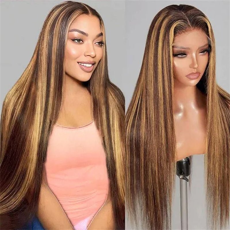 Msgem P4/27 Highlight Straight Hair Lace Wigs 4x4 5x5 6x6 HD Transparent Lace Closure Wig Beginner Friendly - Msgem Hair