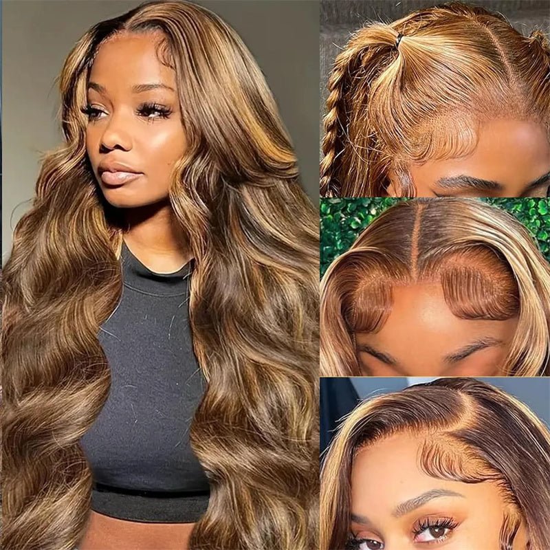 Msgem P4/27 Highlight Wig Body Wave 13x6 HD Transparent Lace Front Human Hair Wigs - Msgem Hair