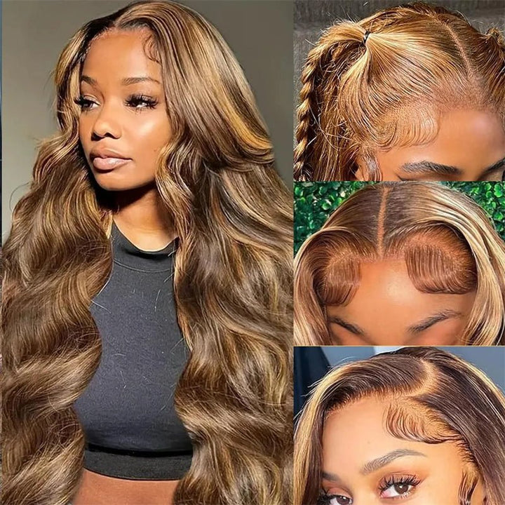 Msgem P4/27 Highlight Wig Body Wave 13x6 HD Transparent Lace Front Human Hair Wigs - Msgem Hair