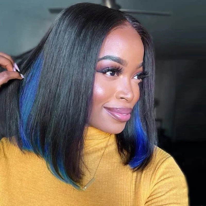 Msgem Peekaboo Highlights Red Colored Human Hair Bob Wigs HD Transparent 13x4 Lace Front Bob Wig - Msgem Hair