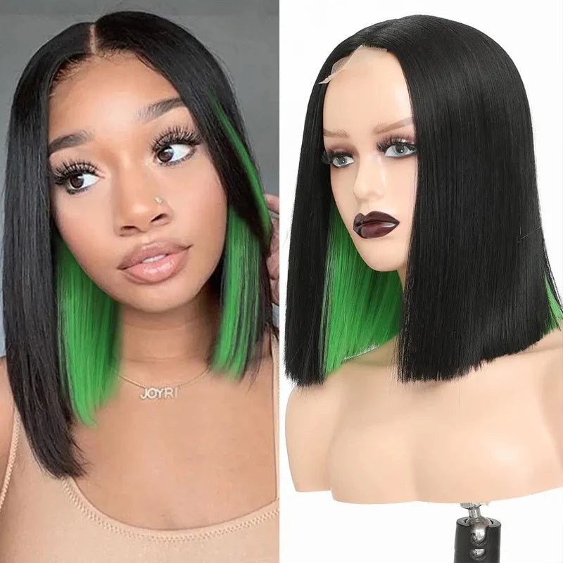 Msgem Peekaboo Highlights Red Colored Human Hair Bob Wigs HD Transparent 13x4 Lace Front Bob Wig - Msgem Hair