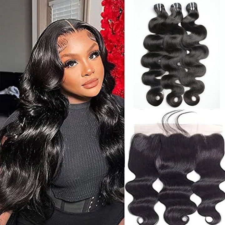 Msgem Peruvian Virgin Hair Body Wave 13x4 Lace Frontal With 3 Bundles - Msgem Hair