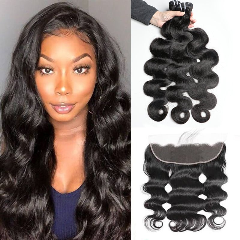 Msgem Peruvian Virgin Hair Body Wave 13x4 Lace Frontal With 3 Bundles - Msgem Hair