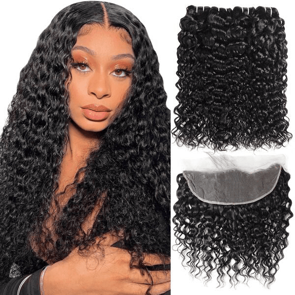 Msgem Peruvian Water Wave Human Hair 4 Bundles with 13x4 Lace Frontal Wig - Msgem Hair