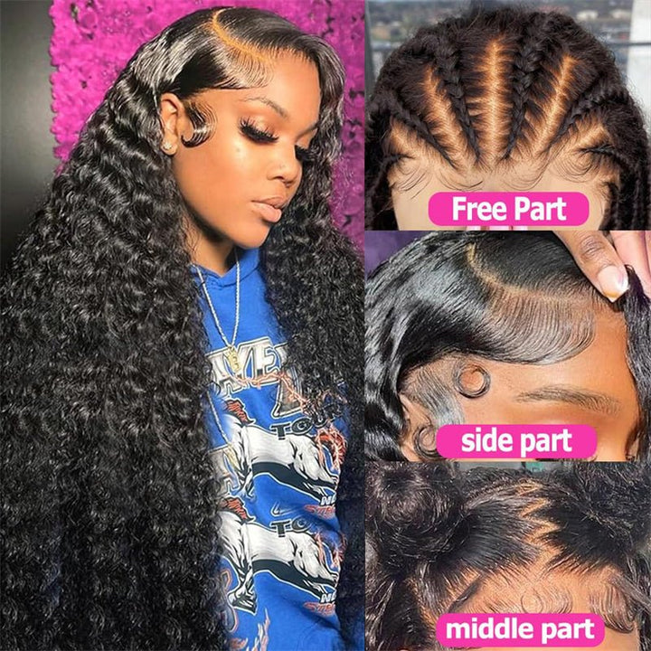 Msgem Pineapple Wave 13x6 Lace Front Wigs Human Hair Deep Curly HD Invisible 13x4 Lace Frontal Wigs 40 Inches 250% - Msgem Hair