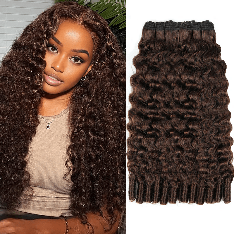 Msgem Premium Burmese Curly Hair 4 Dark Brown Curly Human Hair Quick Weave - Msgem Hair