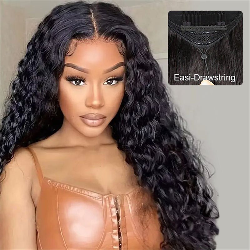 Msgem Pull Go Glueless Wig Water Wave HD Lace Front Wigs With Drawstring Beginner Friendly - Msgem Hair