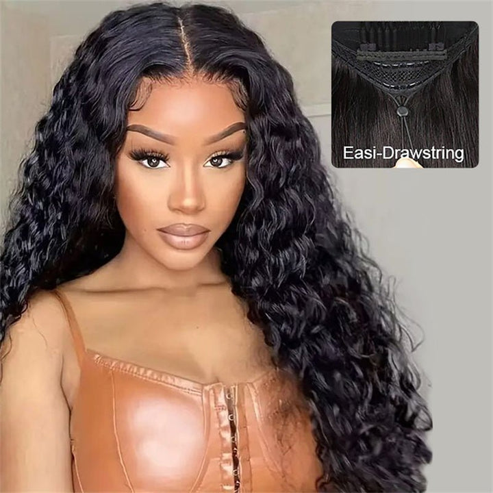 Msgem Pull Go Glueless Wig Water Wave HD Lace Front Wigs With Drawstring Beginner Friendly - Msgem Hair